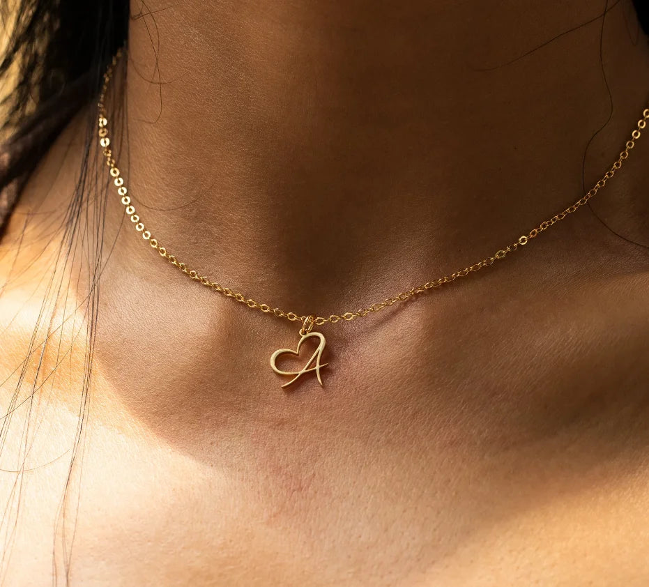 Heart Initial Letter Necklace