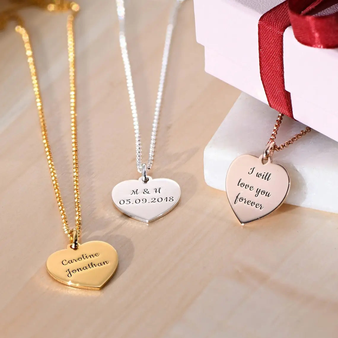 Personalised Engraved Heart Pendant Necklace