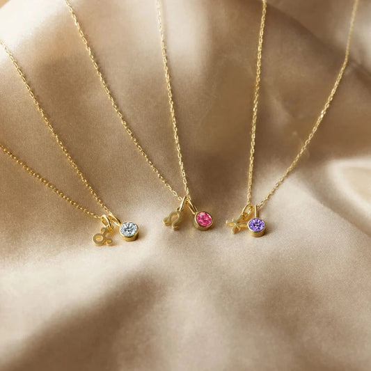 Birthstone Constellation Double Pendant Necklace