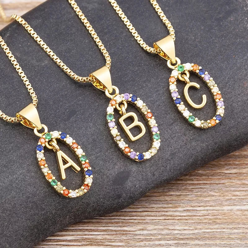 Letter Necklace with Zirconia Stones