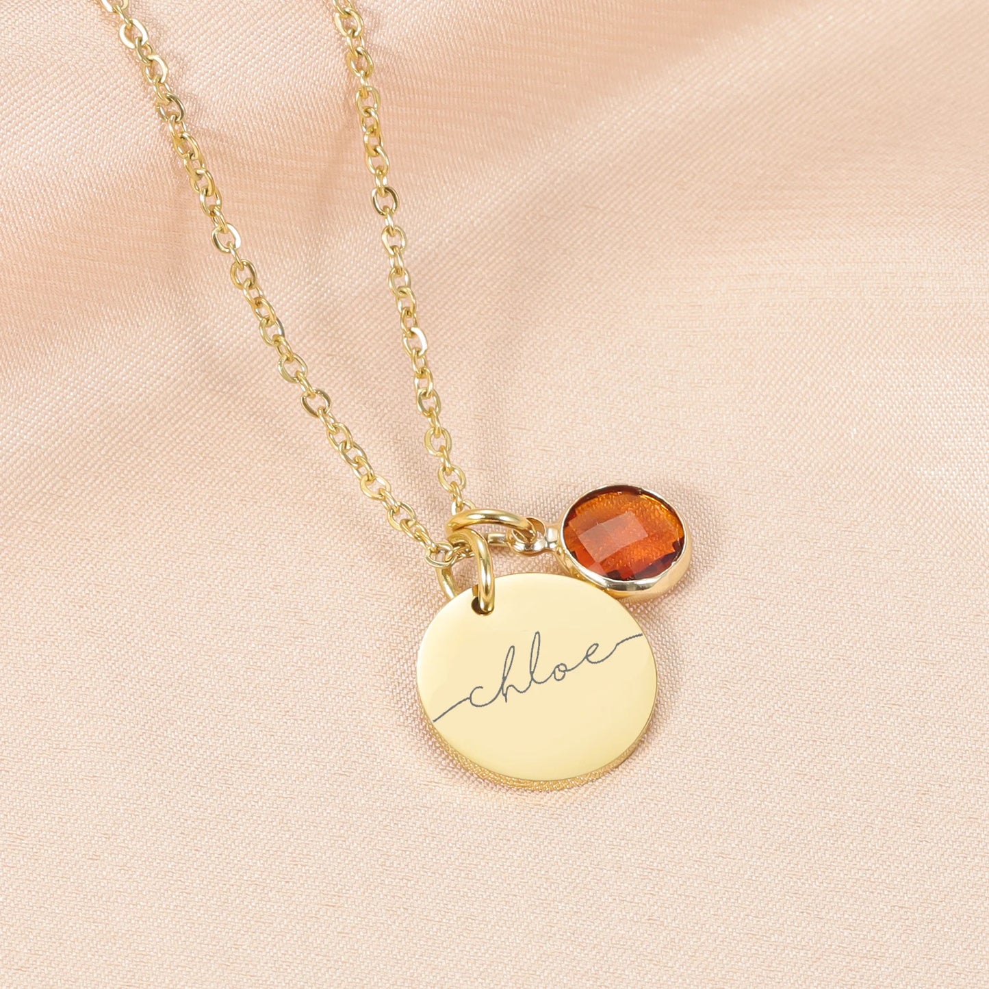 Personalised Named Birthstone Necklace