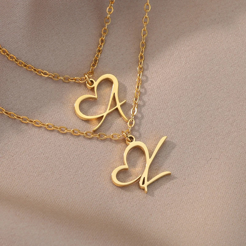 Heart Initial Letter Necklace