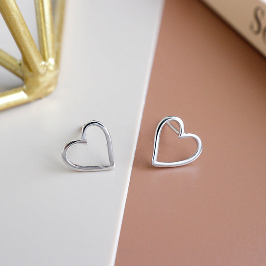 Promise Hollow Heart Stud Earrings