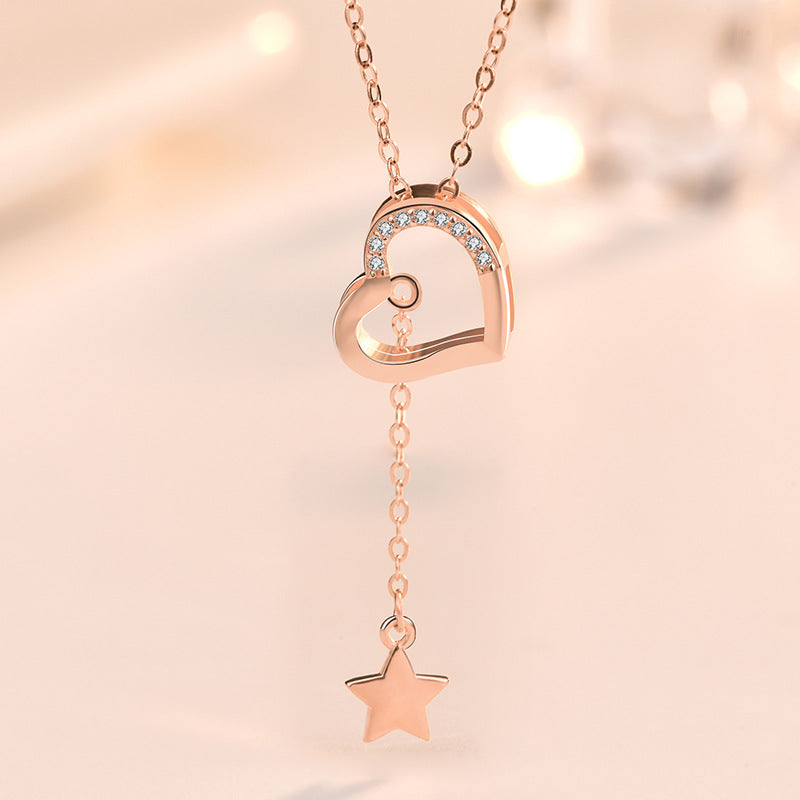 Hollow Heart Star Tassels Necklace