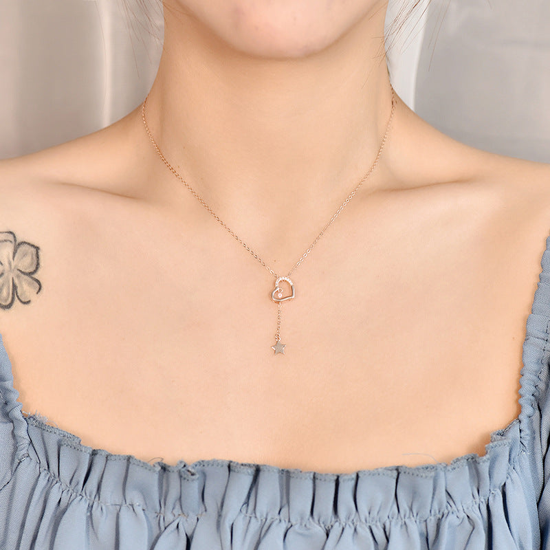 Hollow Heart Star Tassels Necklace