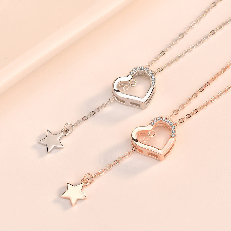 Hollow Heart Star Tassels Necklace