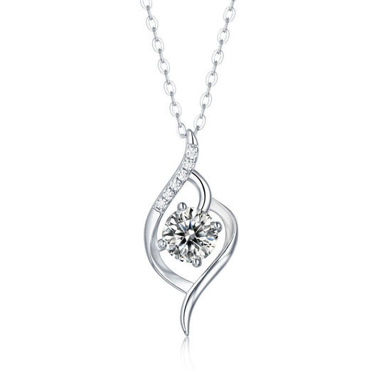 Wedding Round Moissanite CZ Heart Necklace