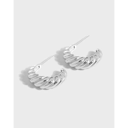 Twisted C Shape Hoop Earrings