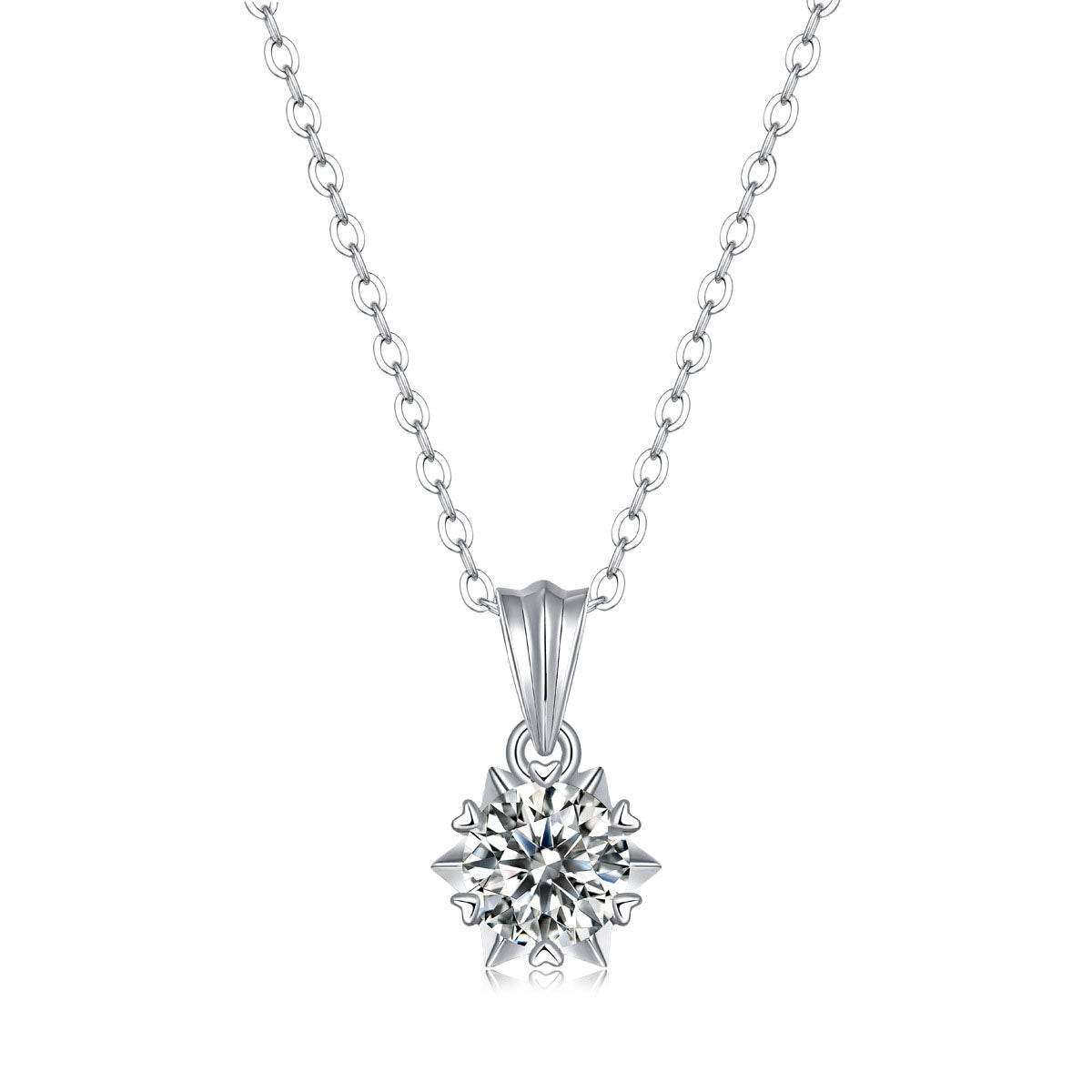 Promise Moissanite CZ Snowflake Rolo Chain Necklace