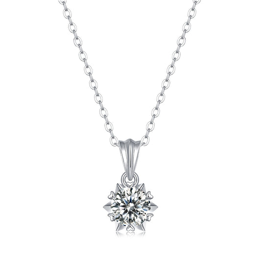 Promise Moissanite CZ Snowflake Rolo Chain Necklace