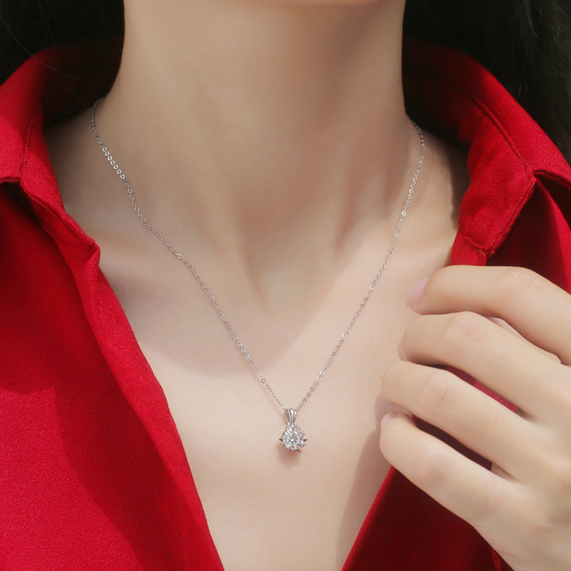 Promise Moissanite CZ Snowflake Rolo Chain Necklace