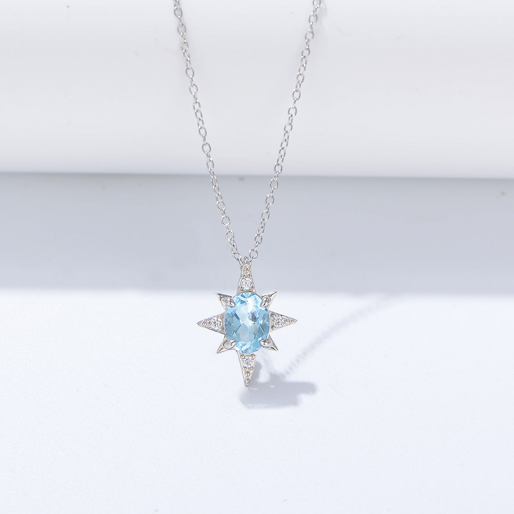 Blue Oval Star Necklace