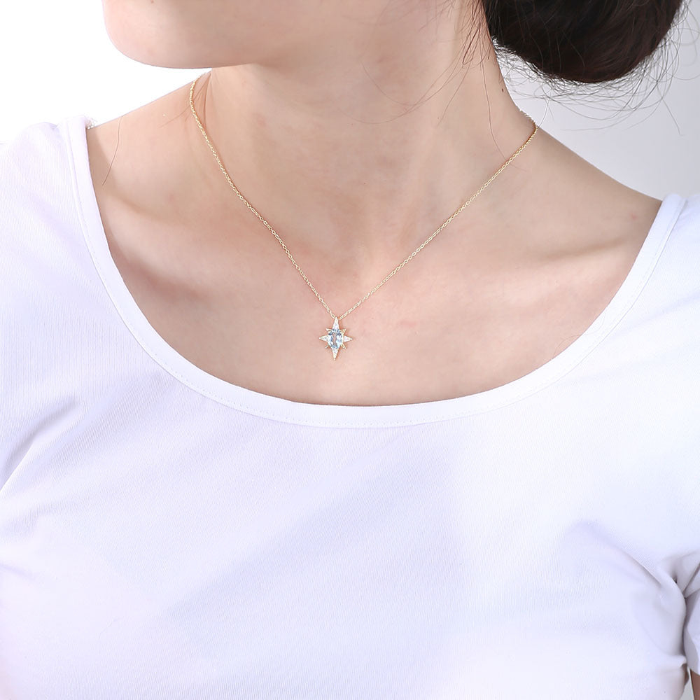 Blue Oval Star Necklace